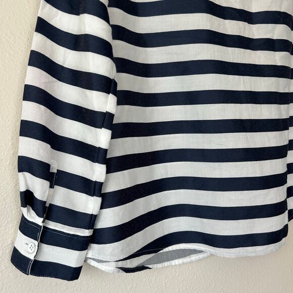 Foxcroft button up long sleeve classic striped shirt preppy career office work S - Picture 8 of 12